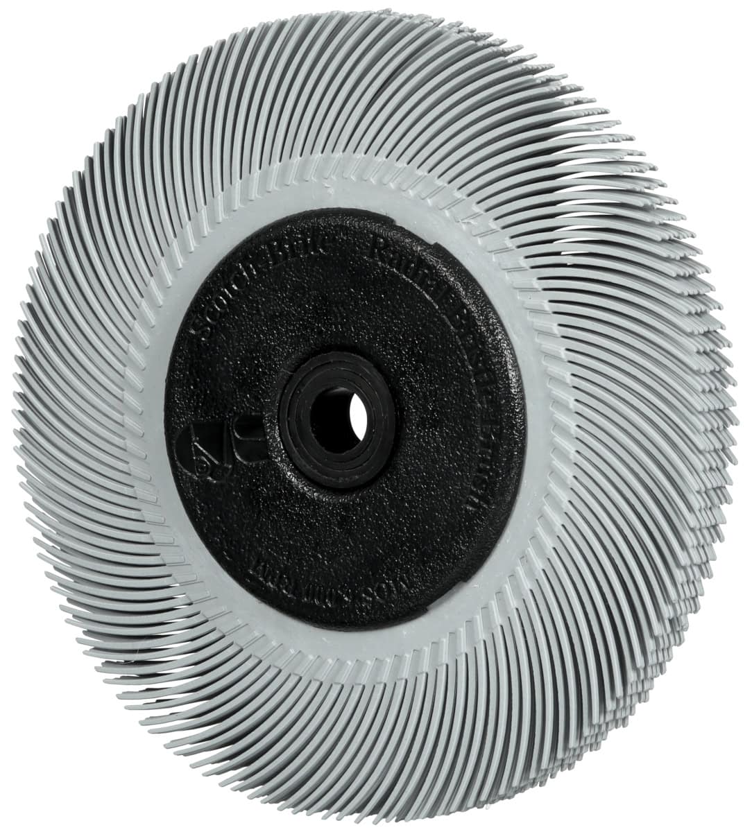 3M™ Scotch-Brite™ Präzisions Radialborstenbürste PN-RB 7100374845, Ø 150 mm x ø 12 mm, Breite: 25 mm, 120+, Typ A (Schräge Borsten), Mit Adapter, Grau, 6.000 U./Min., Für Reinigungs- und Entgratungsarbeiten