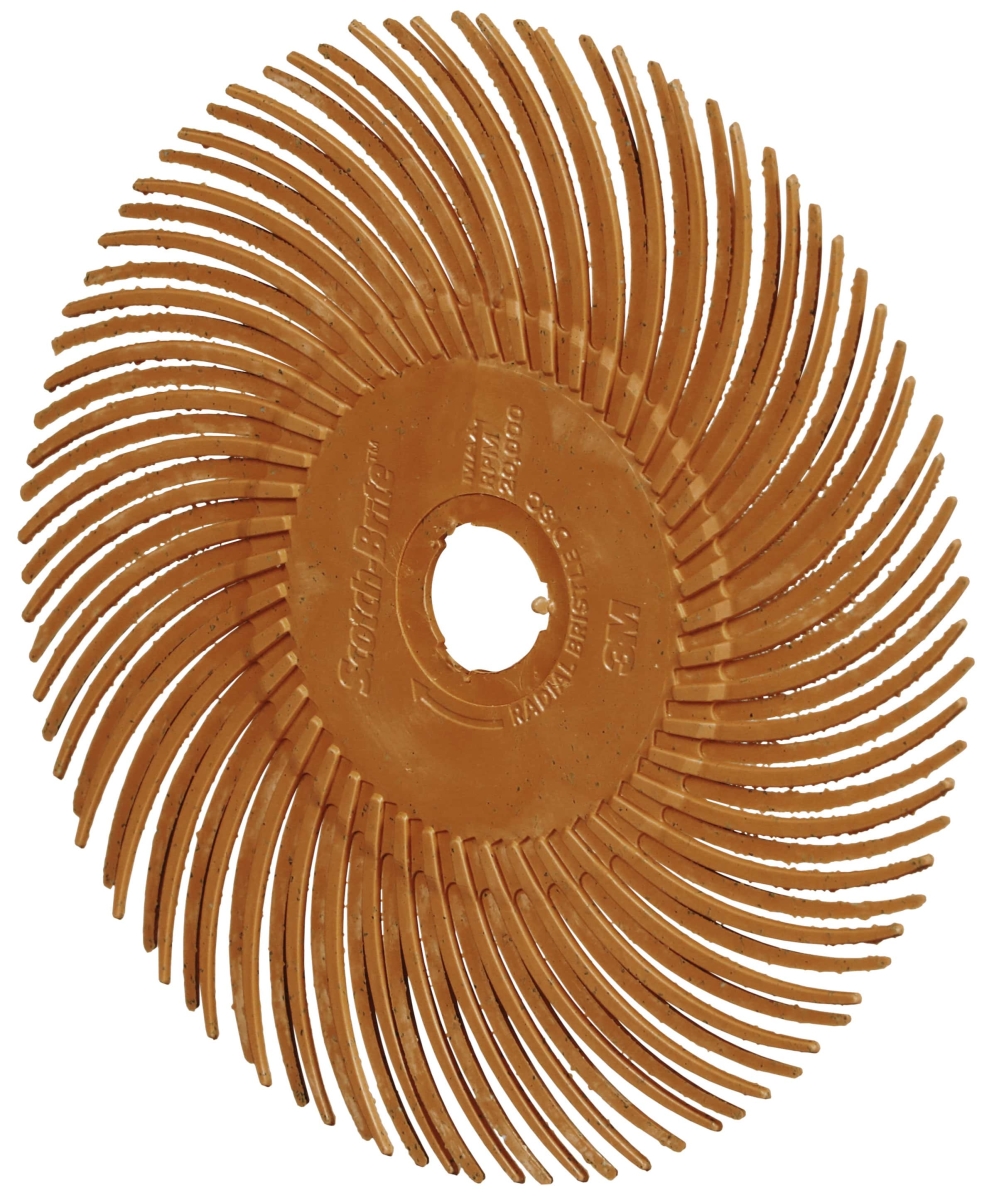 3M™ Scotch-Brite™ Präzisions Radialborstenbürste PN-RB 7100374911, Ø 50 mm x ø 10 mm, 80+, Typ C (Gebogene Borsten), Orange, 25.000 U./Min., Für Reinigungs- und Entgratungsarbeiten