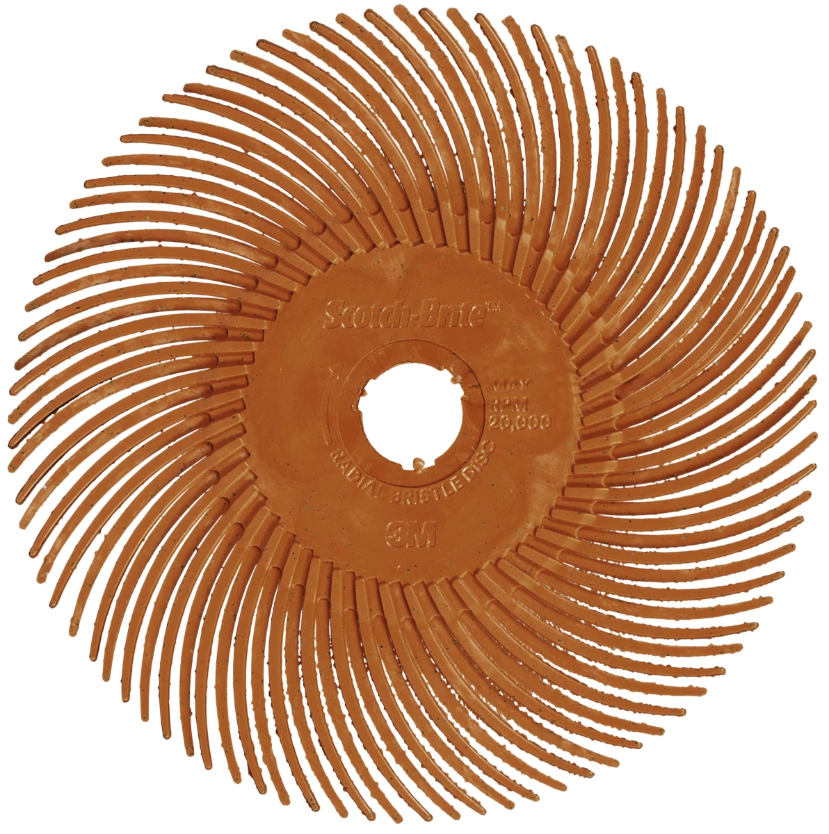3M™ Scotch-Brite™ Präzisions Radialborstenbürste PN-RB 7100374911, Ø 50 mm x ø 10 mm, 80+, Typ C (Gebogene Borsten), Orange, 25.000 U./Min., Für Reinigungs- und Entgratungsarbeiten