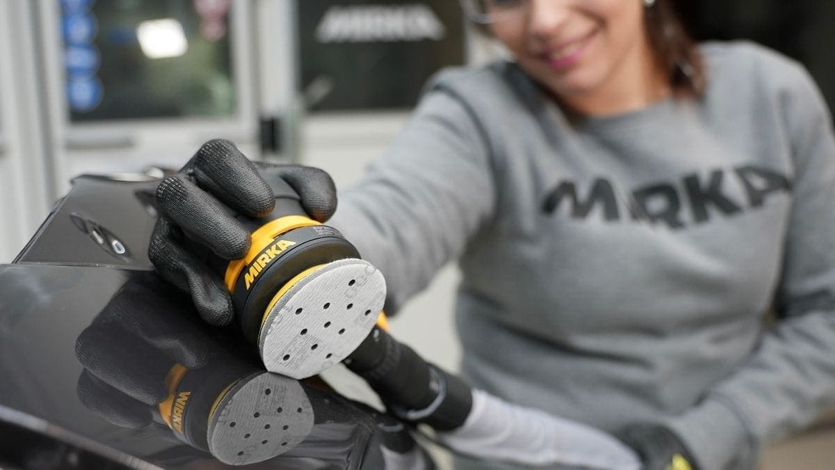 Mirka® Iridium® Soft Schleifscheibe 249JV02094, Ø 77 mm, Dicke: 5 mm, P1500, A (Aluminiumkorn), Multilochung, Kletthaftend, Für Lackschliff & Grundierungsschliff