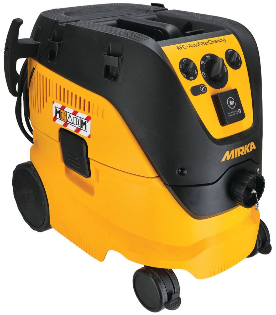 Mirka® Industrie Staubsauger 1230 M AFC 8999220111, 30 Liter, Nass & Trocken, 1,63 PS / 1200 Watt, 4.500 L/.Min., Staubklasse M, Anti Statisch (ESD), Automatische Filterreinigung, Auto Start, Für staubfreies Schleifen & Arbeiten am Arbeitsplatz