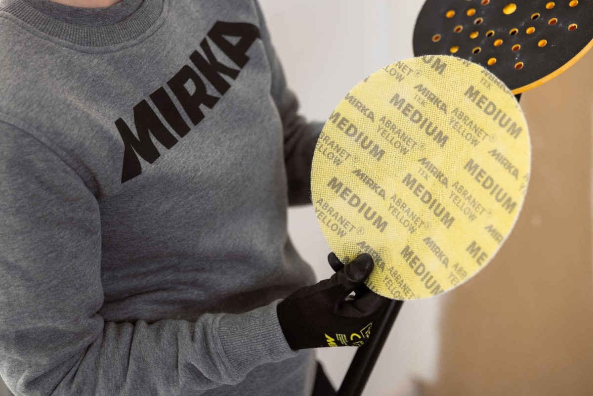 Mirka® Abranet Yellow AY22302025, Ø 225 mm, Fein, P220, Gitternetz, Kletthaftend, PA Gitternetz Schleifscheibe mit Aluminiumkorn