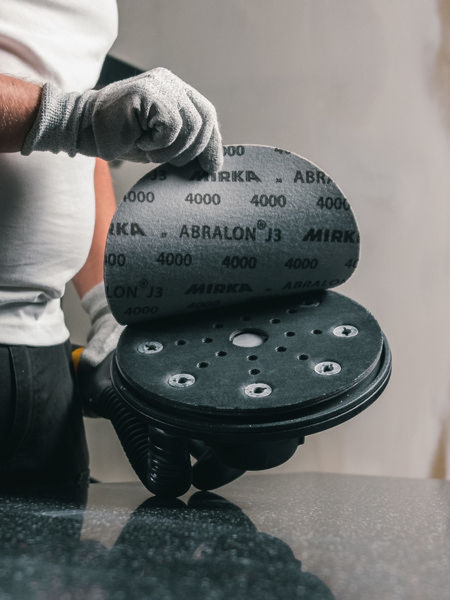 Mirka® Abralon J3 8M055345, Ø 225 mm, P360, S, Ungelocht, Kletthaftend, Schleifscheibe mit Siliziumkarbidkorn, Für Finish- und Polierarbeiten an Werkstücken