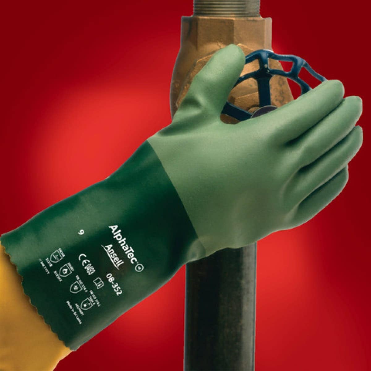 Ansell AlphaTec™ 08-352 Chemikalienschutzhandschuh 8352100, Für die chemische Industrie und Anlagenwartung, Größe 10, Grün, 305 mm lang, Mit erhöhter Griffigkeit, Flexibilität und Komfort