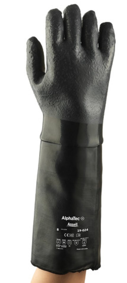 Ansell AlphaTec™ 19-024 Chemikalienschutzhandschuh 19024080, Für extreme Temperaturen und Chemikalien, Größe 8, Schwarz, 450 mm, Mit doppelt isolierendem Neoprenfutter