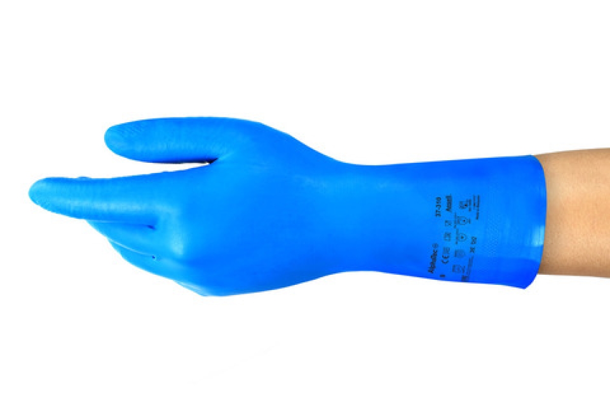 Ansell AlphaTec™ 37-310 Chemikalienschutzhandschuh 37310110, Dünner Chemikalienschutzhandschuh für Lebensmittelverarbeitung, Größe 11, Blau, 310 mm lang, Für hohe Fingerfertigkeit