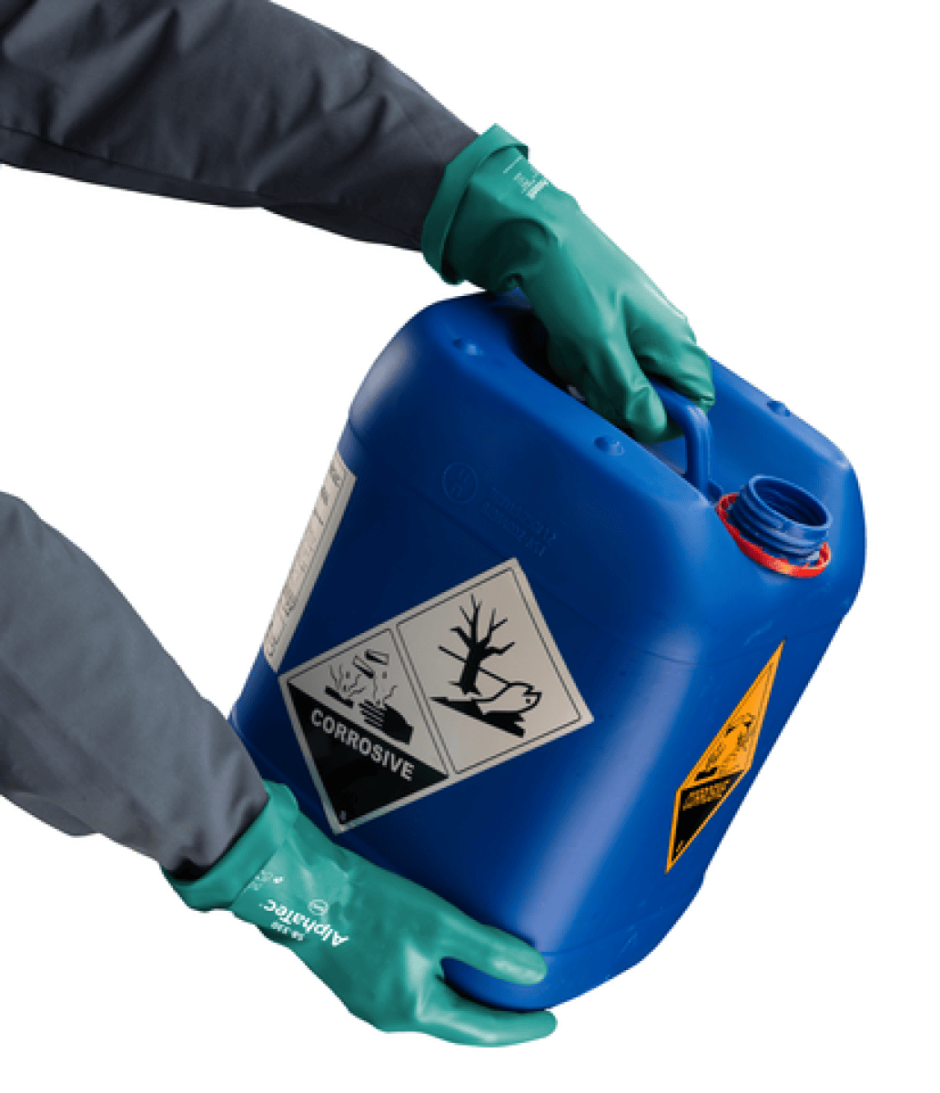 Ansell AlphaTec™ 58-330 Chemikialienschutzhandschuh 58330070, Für Chemikalienhandling und Wartungsarbeiten, Größe 7, Grün, 320 mm lang, Mit der AQUADRI™ Moisture Management Technologie
