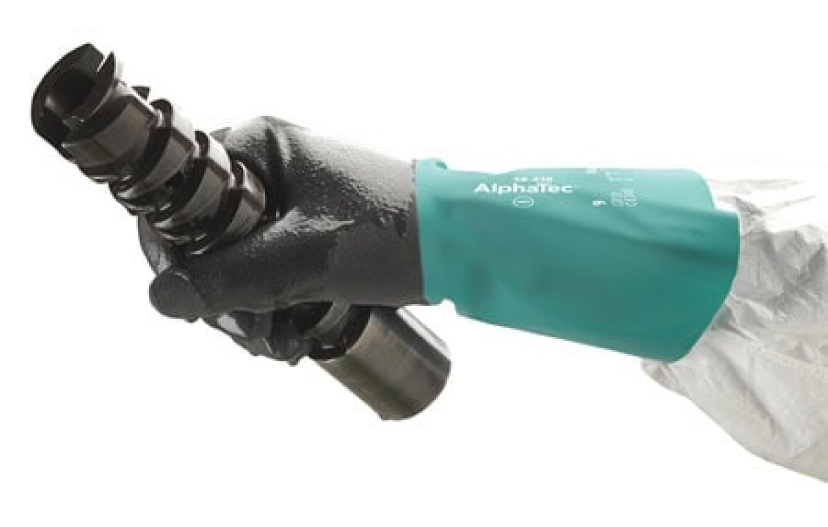 Ansell AlphaTec™ 58-430 Chemikalienschutzhandschuh 58430110, Für Chemie, Metallverarbeitung und Maschinenbau, Größe 11, Grün, 320 mm lang, kombiniert Ansell GRIP™ Technologie mit  Flexibilität und Fingerfertigkeit