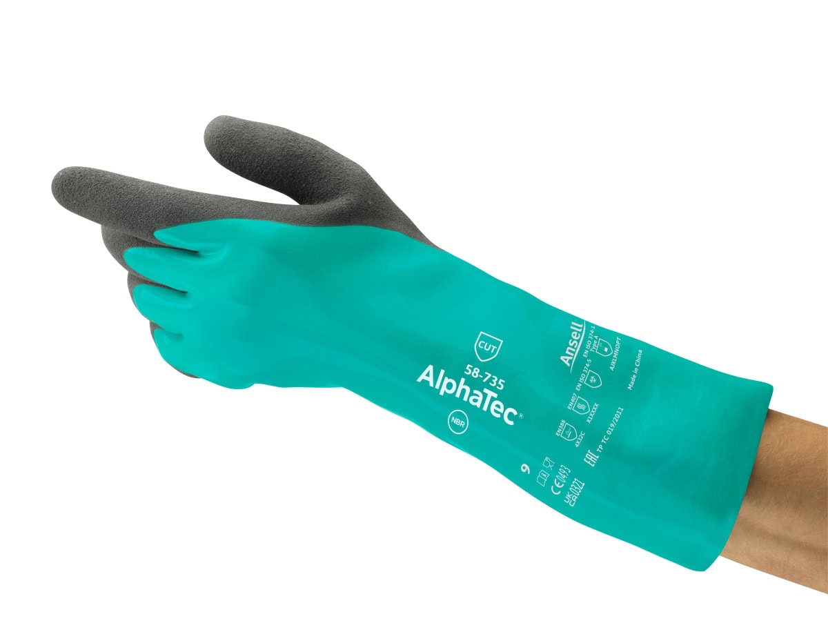 Ansell AnlphaTec™ 58-735 Chemikalienschutzhandschuh 58735100, Für Schnitt-& Chemikalineschutz, Größe 10, Grau, 350 mm lang, Mit INTERCEPT™ & Ansell GRIP™ Technologie