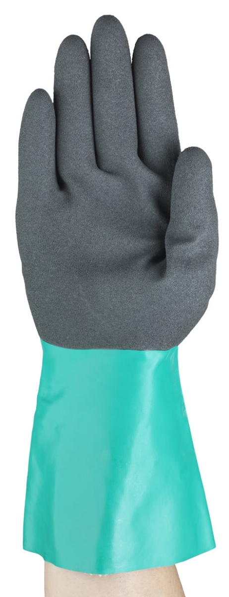 Ansell AlphaTec™ 58-530B Chemikalienschutzhandschuh 58530B110, Für sicheren Griff bei Chemikalien sowie Öl- und Feuchtarbeiten, Größe 11, Grau, 290 mm lang,  Mit Ansell GRIP™ Technologie