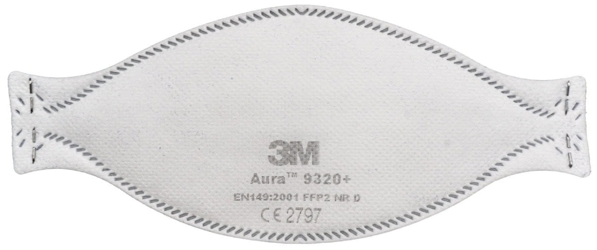 3M™ Aura™ Atemschutzmaske 9320+LGRPA FFP2 NR D, Industrievariante, Hygienisch einzelverpackt, Lose Industrieware ohne Kartonage, Pandemiemaske