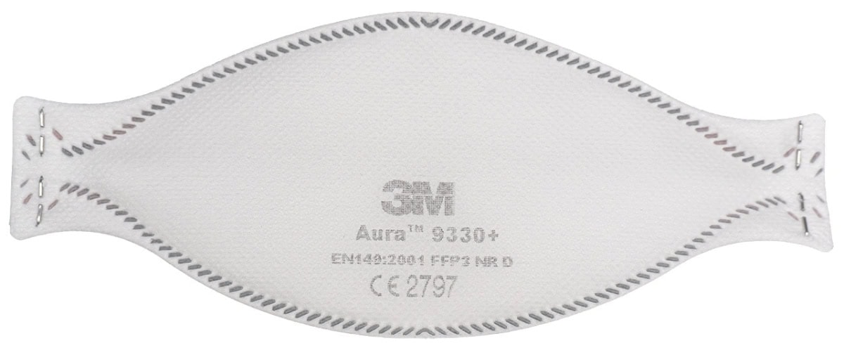 3M™ Aura™ Atemschutzmaske 9330+ FFP3 NR D, Industrievariante, Hygienisch einzelverpackt, Lose Industrieware ohne Kartonage, Pandemiemaske