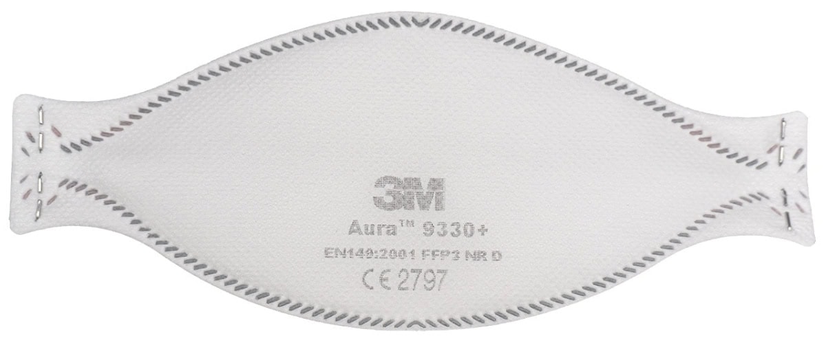 3M™ Aura™ Atemschutzmaske 9330D+ FFP3 NR D, Industrievariante, Hygienisch einzelverpackt, Lose Industrieware ohne Kartonage, Pandemiemaske