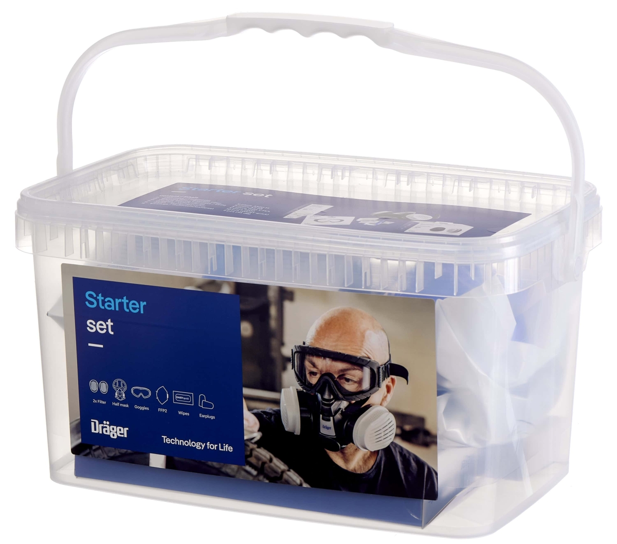 Dräger® X-plore® 3300 Gasmaske / Halbmaske Atemschutz Starter Set 3737916, Größe M, P3 R D Partikelfilter, Soft TPE, Dräger® Bajonett-Klick Filteranschluss