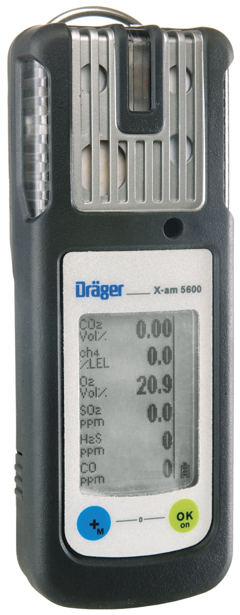 Dräger® X-am® 5600 Mehrgasmessgerät VN00657, Sensoren: IR EX/CO2, CO/H2 CP, H2, O2, 1 bis 6 Gase Messgerät, IP 67 Wasserdicht, Für die Freimessung von Kanälen, Schächten und geschlossenen Räumen