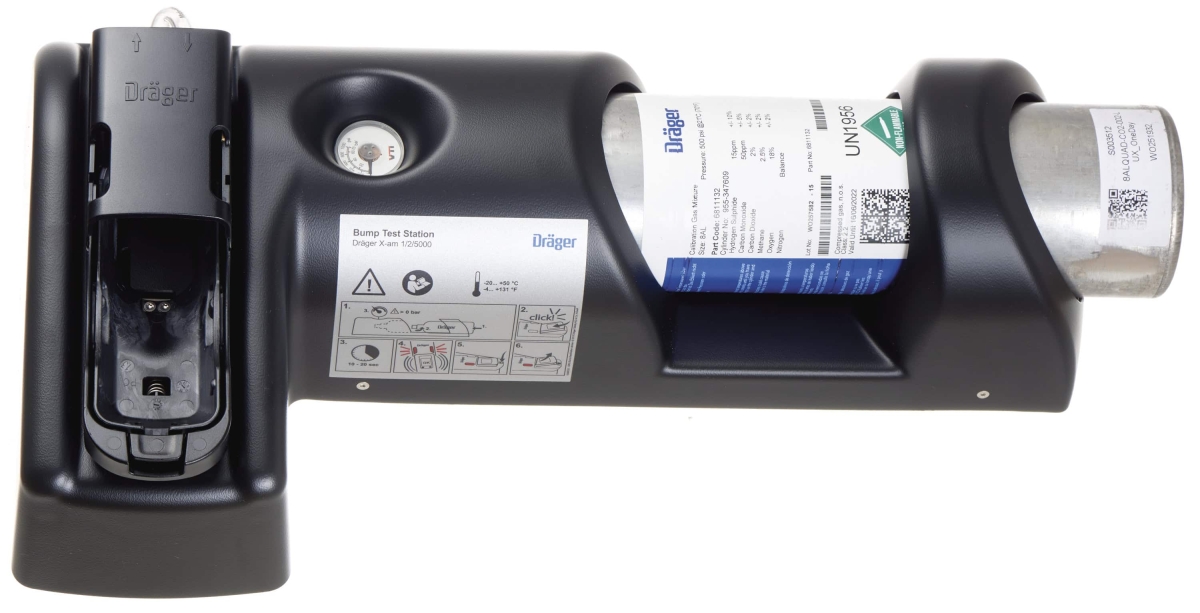 Dräger® X-am® Bump Test Station inkl. Prüfgasflasche nach Wahl 8319130, Passend für X-am® 1000/2500/2800/5000/5600/5800 Serie, Für Begasungstest & Justierung