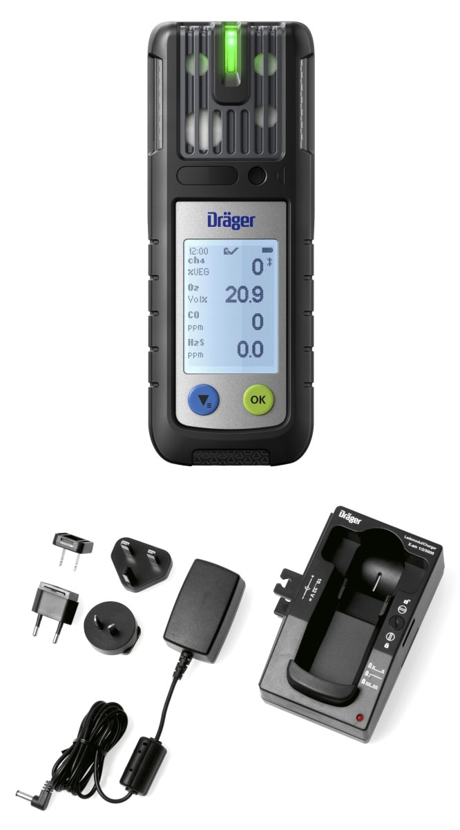 Dräger® X-am® 2800 Mehrgasmessgerät 3703919, Sensoren: CatEx, O2, CO LC, H2S LC, inkl. Akku- & Ladetechnikset, 1 bis 4 Gase Messgerät, IP 68 Staub- & Wasserdicht, Für die persönliche Gasüberwachung im täglichen Einsatz