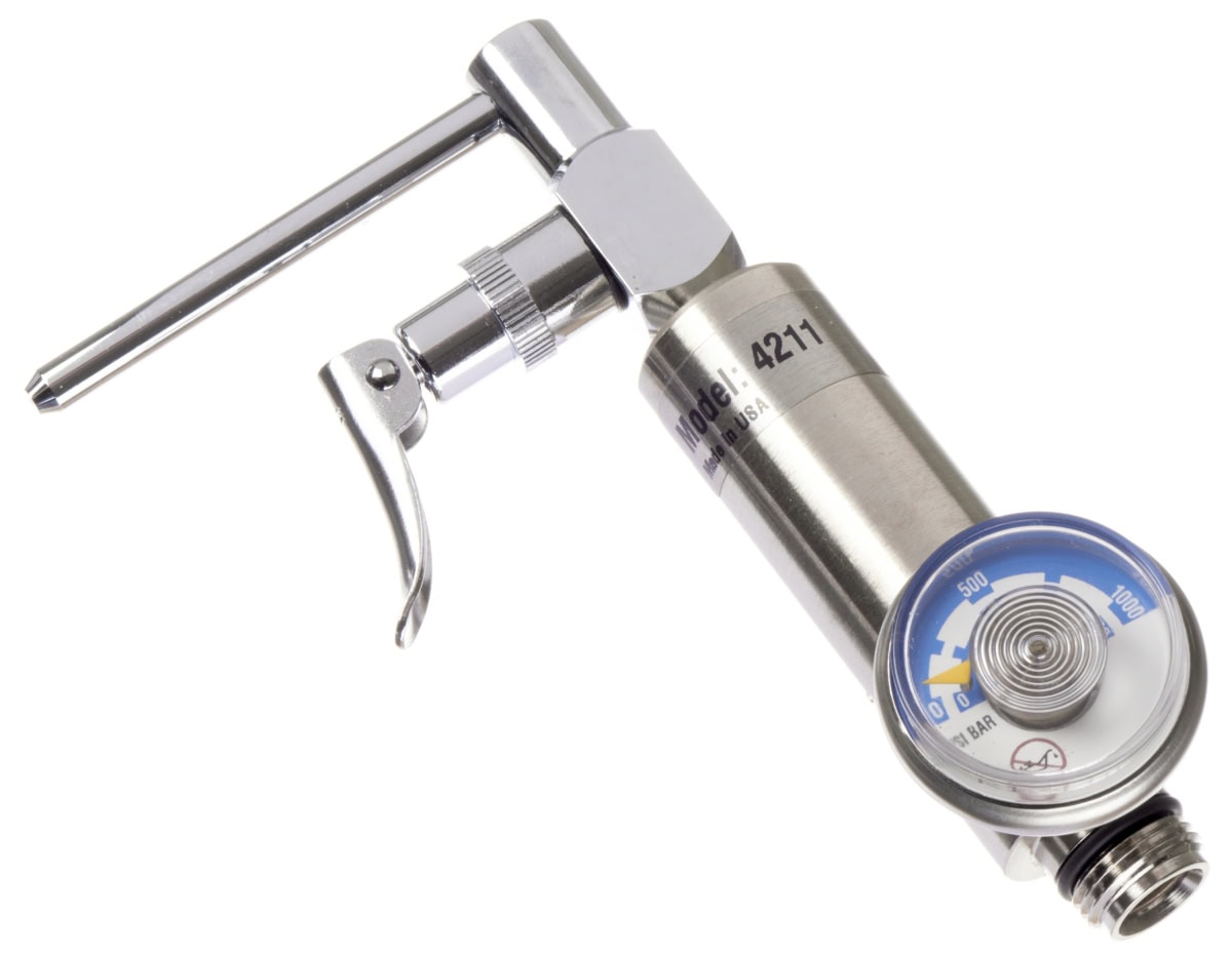 Dräger® Regulierungsventil Trigger 4211, Edelstahl, 6810693, Manuelles Ventil, 0,5 Liter/Min., Geeignet auch für reaktive Gase, Für Gaswarngeräte mit/ohne interne Pumpe