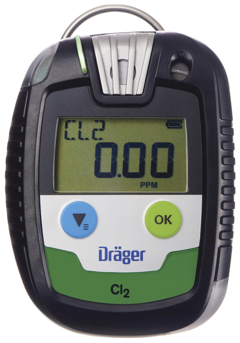 Dräger® Pac® 8000 Eingasmessgerät 8326352, Sensor: Cl2, IP 68 Staub & Wasserdicht, Mobiles Gaswarngerät für Chlor (Cl2), Flour (F2), Brom (BR2) & Chlordioxid (ClO2)