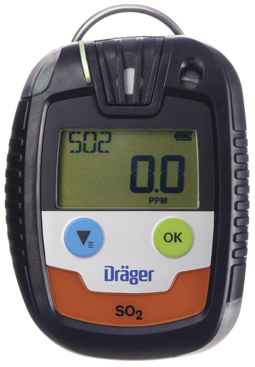 Dräger® Pac® 6500 Eingasmessgerät 8326333, Sensor: SO2, IP 68 Staub & Wasserdicht, Mobiles Gaswarngerät für Schwefeldioxid (SO2)