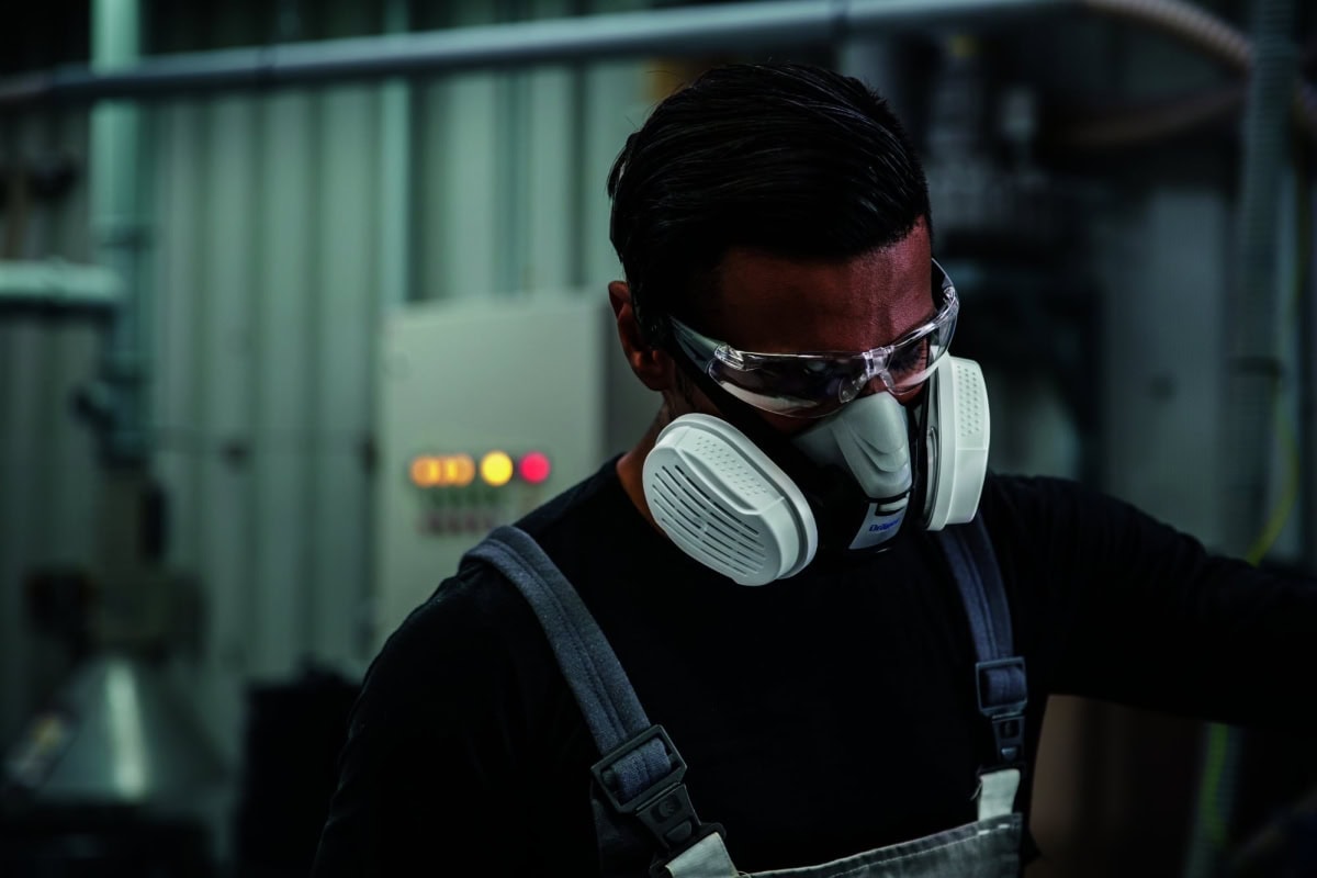 Dräger® X-plore® 3300 Gasmaske / Halbmaske Handwerker Set 3701431, Größe S, P3 R D Partikelfilter, Soft TPE, Dräger® Bajonett-Klick Filteranschluss
