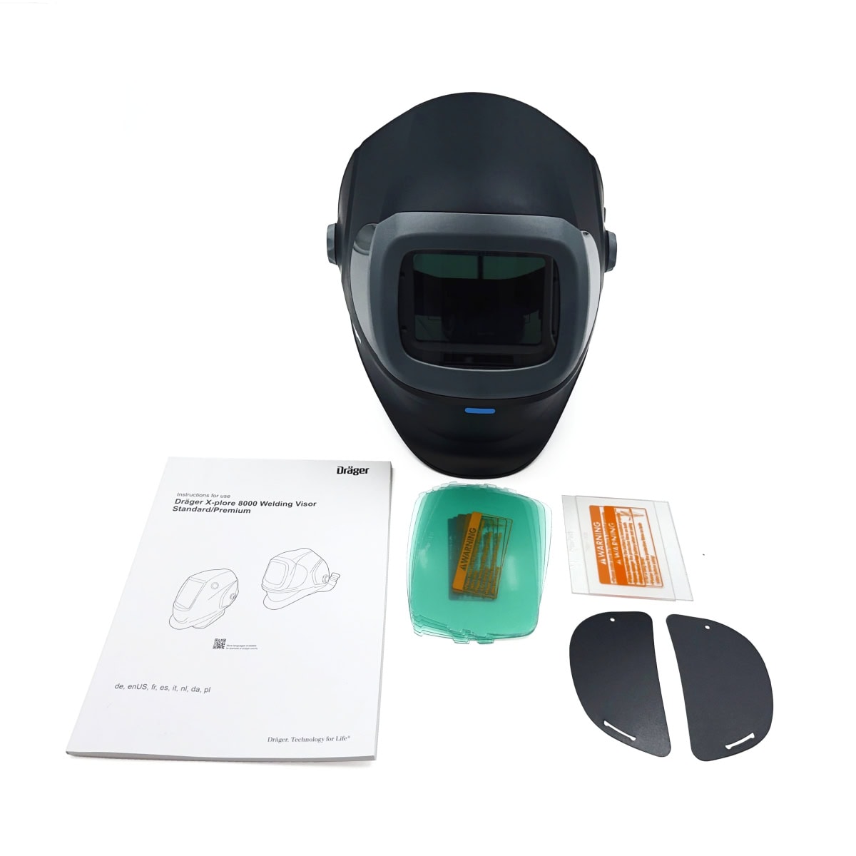 Dräger® X-plore® 8500 Schweißer Set Premium 3722131, TH3, 4A/3B, Seitenfenster, Hochklapp Funktion, Kopfband + Textilkopfschutz