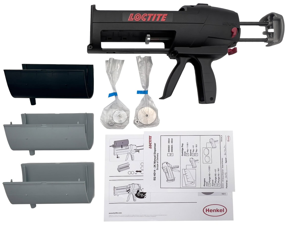 Henkel™ Loctite® EQ HD 14 Mechanisches 2K Auftragsgerät, 2693823, 1:1 / 2:1 / 4:1 / 10:1, für 400 ml / 490 ml Kartuschen, inkl. Umbausätze für alle Mischungsverhältnisse