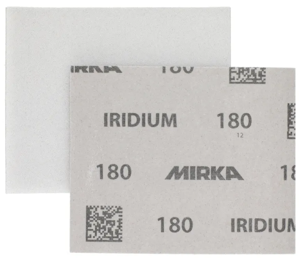 Mirka® Iridium® HS Soft Handpads 2471401012H0, Ø 115 mm x 140 mm, P120, Ohne Haftung, Mit Keramik- und Aluminiumkorn