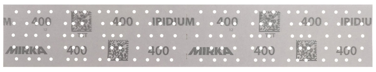 Mirka® Iridium® 246B205060, 70 mm x 400 mm, 2 mal in 70 x 198 mm Stücke perforiert, P60, Multilochung, Kletthaftend, Schleifstreifen mit Keramik- und Aluminiumkorn