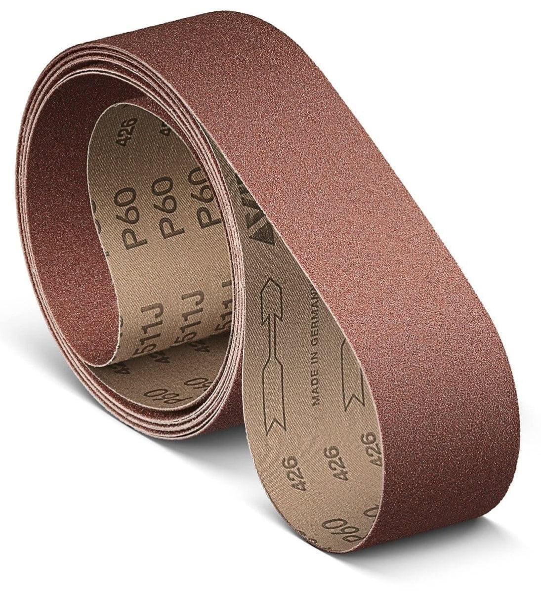 VSM ALUMINIUMOXID KK511J 747591, 100 mm x 3500 mm, A, P400, J-Baumwolle, Ausführung (E07), Rot-braun, Schmalband mit Aluminium, Für Edelstahl und NE-Metalle