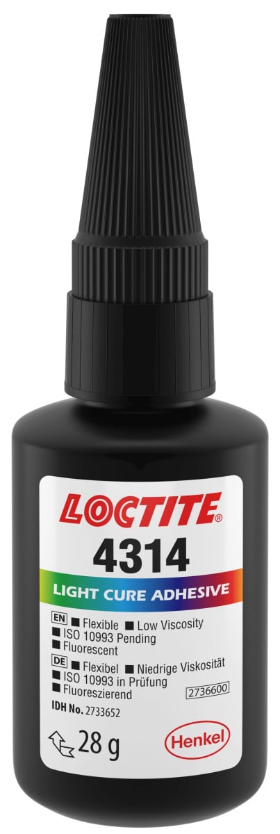 Henkel™ Loctite® 4314 UV Klebstoff, 28 g, Transparent, Sehr schnelle flexible Aushärtung, geringes Ausblühen und Biokompatibel gemäß ISO 10993