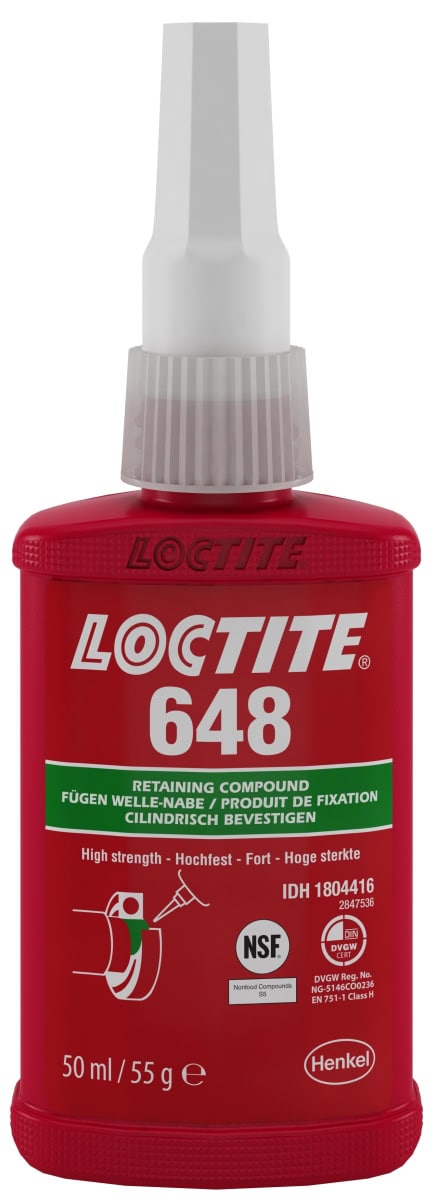 Henkel™ Loctite® 648 Fügeklebstoff, 50 ml, Grün, Hochfest, 1804416, Hohe Festigkeit auf allen Metallen, selbst auf passiven Werkstoffen