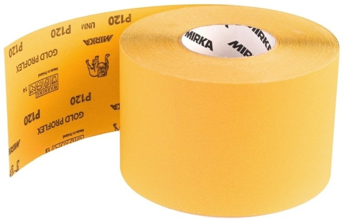 Mirka® Gold Proflex 2851100132, 115 mm x 50 m, P320, Ohne Haftung, Schleifrollen mit Aluminiumkorn