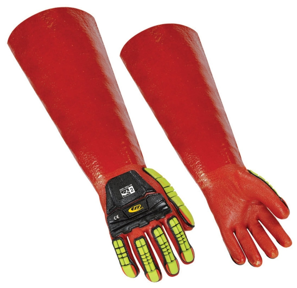 Ansell Ringers™ R075 Chemikalienschutzhandschuh 075-10, Für Chemikalien-, Schnitt- und Aufprallschutz, Größe 10, Rot, 456 mm lang, Mit patentiertem TPR-Design