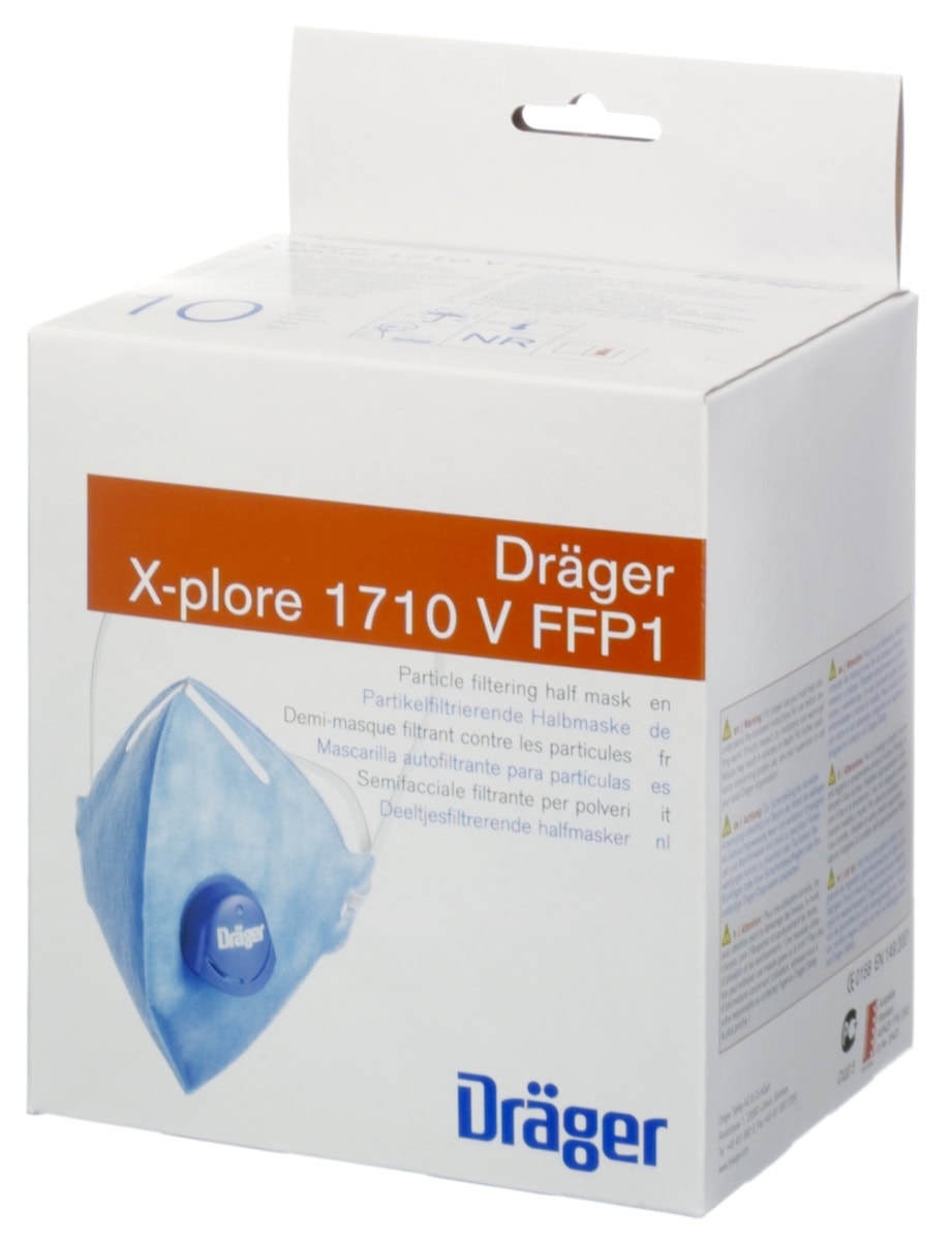 Dräger® X-plore® 1710V FFP1 NR D 3951081, Universalgröße, Ausatemventil, Hygienisch einzelverpackt, Wirksamer Schutz gegen Stäube und Partikel bei hohem Tragekomfort