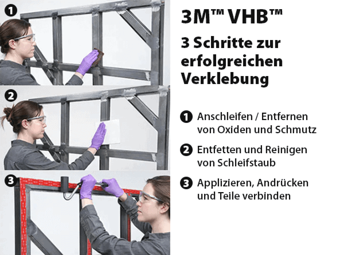 3M™ VHB™ GPH-110GF/STARTER, Hohe Temperaturen VHB™ Klebeband Starter Set - Rollenmaß: 19 mm x 11 m, 1,1 mm, Grau - Teile: [1x GPH-110GF/IPS, 1x 7447ST, 5x VHBTUCHST, 1x RAK-GOLD, 1x VHBANL, 1x SEYKL]