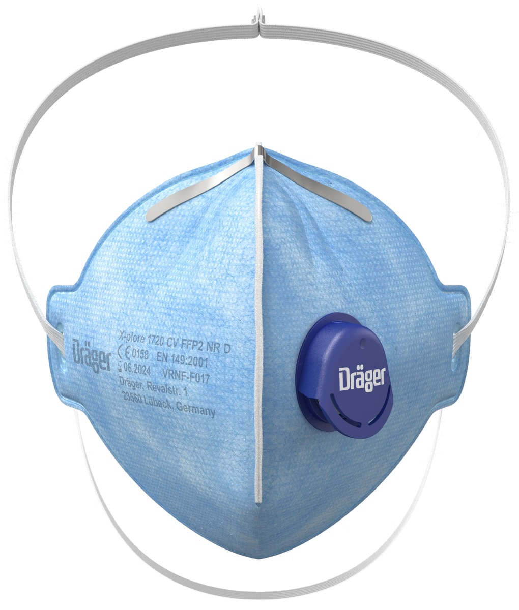 Dräger® X-plore® 1720V FFP2 NR D Atemschutzmaske / Partikelmaske 3951084, Universalgröße, Ausatemventil, Hygienisch einzelverpackt, Wirksamer Schutz gegen Feinstäube und Partikel bei hohem Tragekomfort