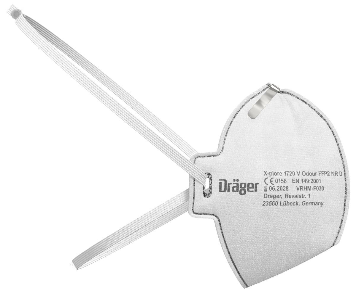 Dräger® X-plore® 1720V Odour FFP2 NR D 3951085, Universalgröße, Aktivkohle, Ausatemventil, Hygienisch einzelverpackt, Wirksamer Schutz gegen Feinstäube und Partikel bei hohem Tragekomfort