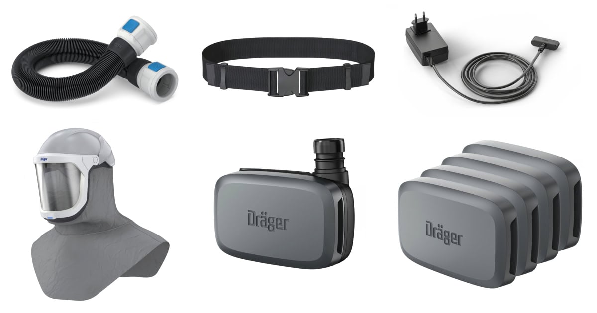 Dräger® X-plore® 8300 Gebläseatemschutz Set X-plore-8300-HIK3, TH3/TM3, 8 - 11 Stunden Laufzeit, Partikelschutz, Schwer-Industrie, Teile: [3734400, R59600, 3710785]