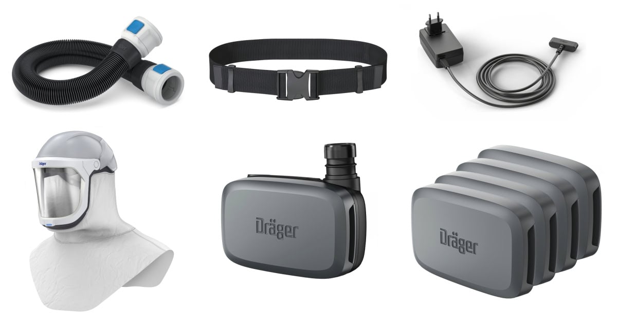 Dräger® X-plore® 8300 Gebläseatemschutz Set X-plore-8300-HIK5, TH3/TM3, 8 - 11 Stunden Laufzeit, Partikelschutz, Chemische-Industrie, Teile: [3734400, R59600, 3710795]