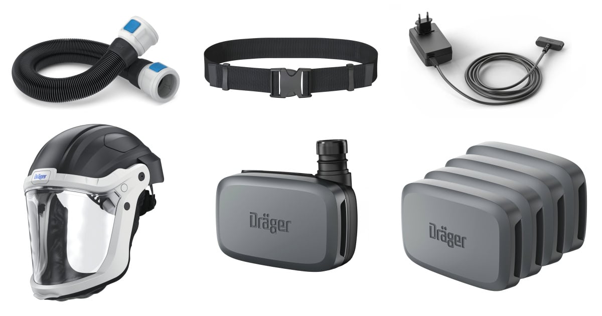 Dräger® X-plore® 8300 Gebläseatemschutz Set X-plore-8300-LIK1, TH3/TM3, 8 - 11 Stunden Laufzeit, Partikelschutz, Leicht-Industrie, Teile: [3734400, R59600, 3710810]