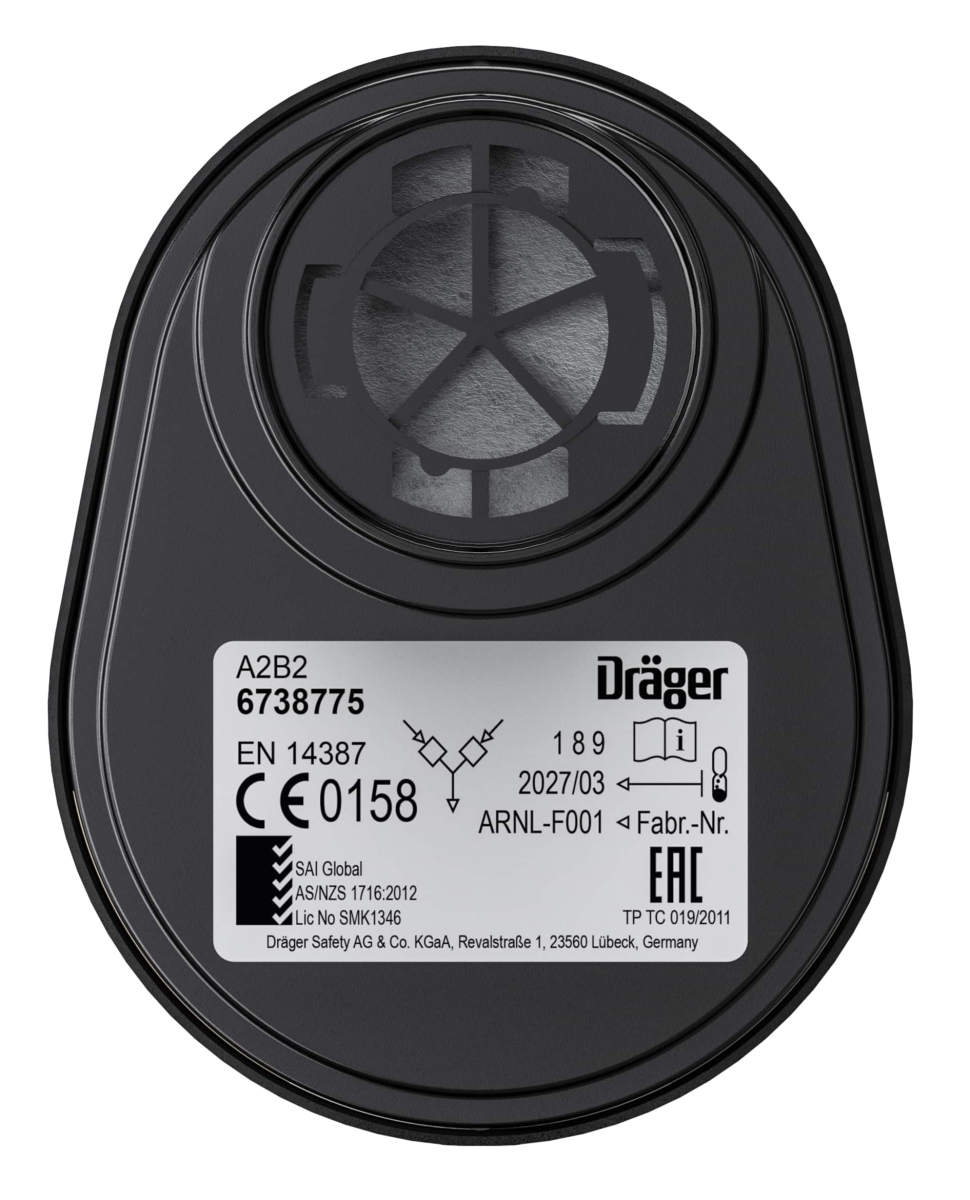 Dräger® X-plore® Gasfilter 6738775, A2B2 R, Dräger® Bajonett-Klick Anschluss, Gasfilter gegen organische, anorganische Gase & Dämpfe