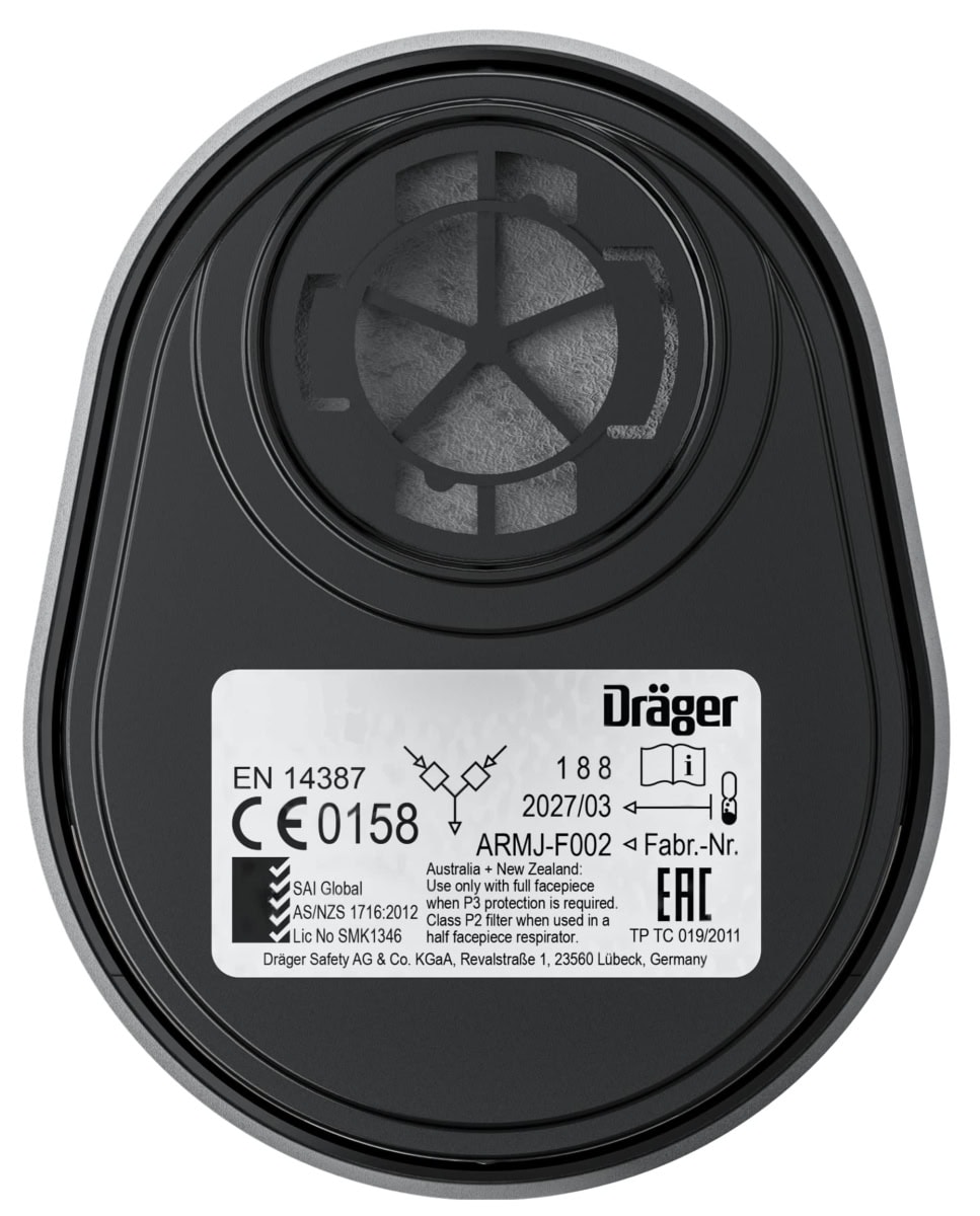 Dräger® X-plore® Kombi Filter 6738819, A2B2E2K2 Hg P3 R D, Dräger® Bajonett-Klick Anschluss, Kombinationsfilter gegen organische, anorganische, saure Gase & Dämpfe, Ammoniak & org. Ammoniakderivate, Quecksilber + Partikel