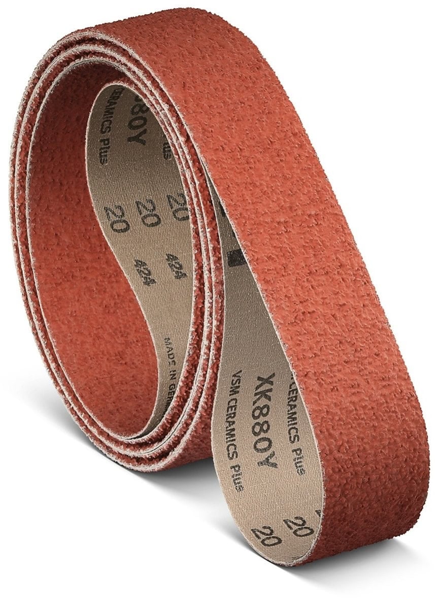 VSM CERAMICS PLUS XK880Y 795218, 50 mm x 3500 mm, K, P100, Ausführung (E07), Y-Polyester, Rot-braun, Schmalband mit Keramikkorn, Für Edelstahl und Superlegierungen