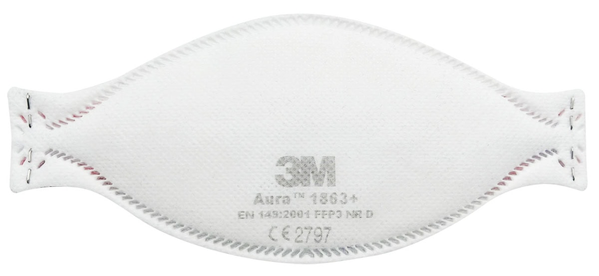 3M™ Aura™ Medizinische Atemschutzmaske 1863+, FFP3 NR D, FFP3 NR D, Chirurgische Maske nach EN14683, Medizinvariante, Hygienisch einzelverpackt