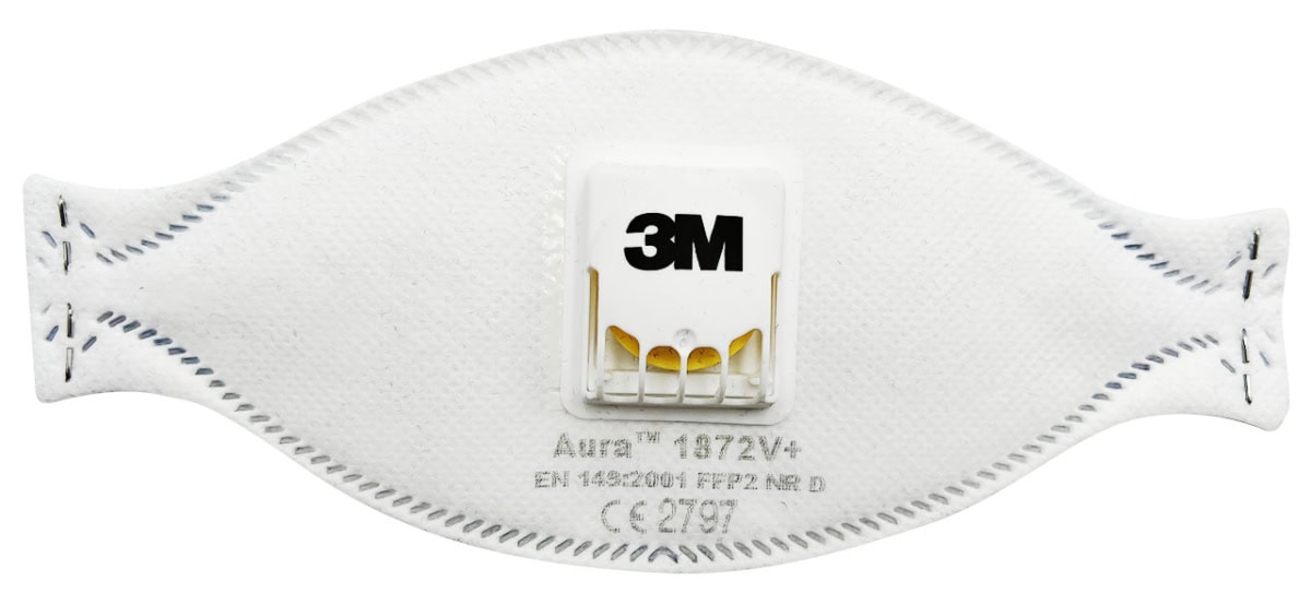 3M™ Aura™ Medizinische Atemschutzmaske 1872V+ FFP2 NR D mit Cool-Flow Ausatmenventil, Chirurgische Maske nach EN14683, Medizinvariante, Hygienisch einzelverpackt