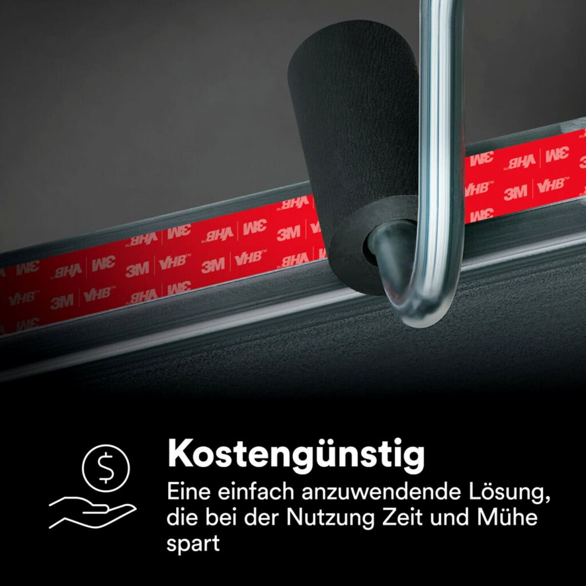 3M™ VHB™ LVO-160BF Doppelseitiges Klebeband LVO-160/25/33, 25 mm x 33 m, 1,6 mm, Schwarz, Folien Abdeckung, Geringe VOC Werte, Für KFZ Bau und Haushaltselektronik