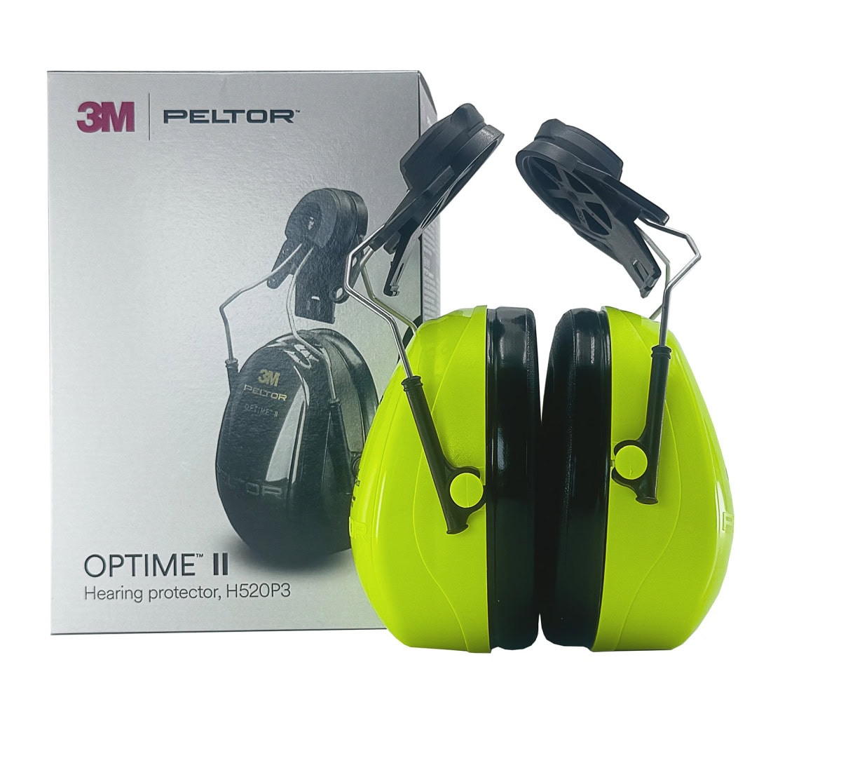 3M™ Peltor™ Optime™ II Kapselgehörschutz H520 P3EV, SNR = 30 dB, Hi-Viz Gelb/Schwarz, Helmbefestigung, Für sehr laute Arbeitsumgebungen