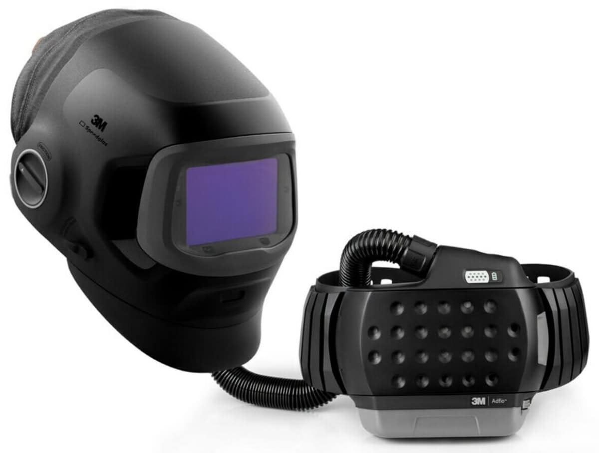 3M™ Speedglas™ Schweißmaske G5-03 Pro Air mit Schweißfilter G5-01/03NC und Adflo™ High-Altitude Gebläseeinheit, 637710, inkl. QRS-Luftschlauch und Tasche, TH3, 4A/3B, Kopfband + Textilkopfschutz, Für natürliche Farben; Teile: [637700 + 630010]