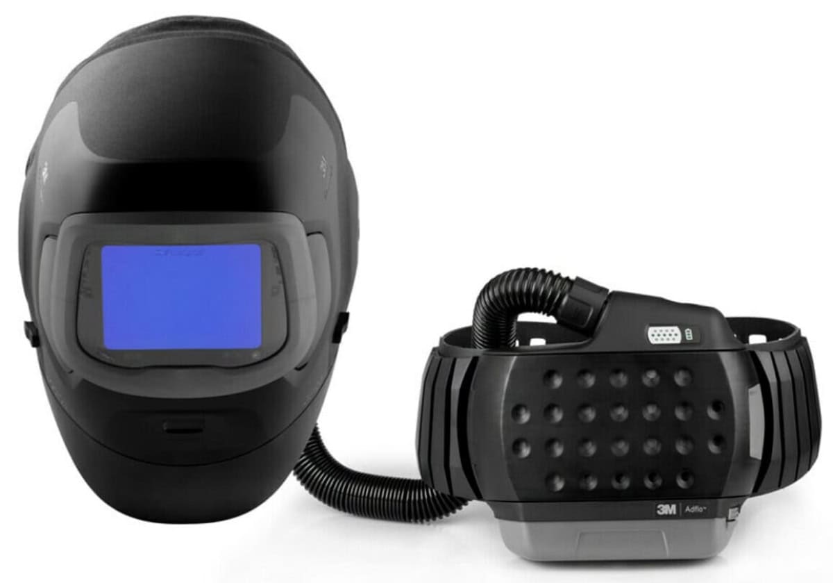 3M™ Speedglas™ Schweißmaske G5-03 Pro Air mit Schweißfilter G5-01/03NC und Adflo™ High-Altitude Gebläseeinheit, 637710, inkl. QRS-Luftschlauch und Tasche, TH3, 4A/3B, Kopfband + Textilkopfschutz, Für natürliche Farben; Teile: [637700 + 630010]